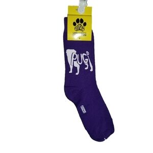 Foozys Unisex Canine Silhouette Collection Pug Dog Purple One Size Fits Most NWT